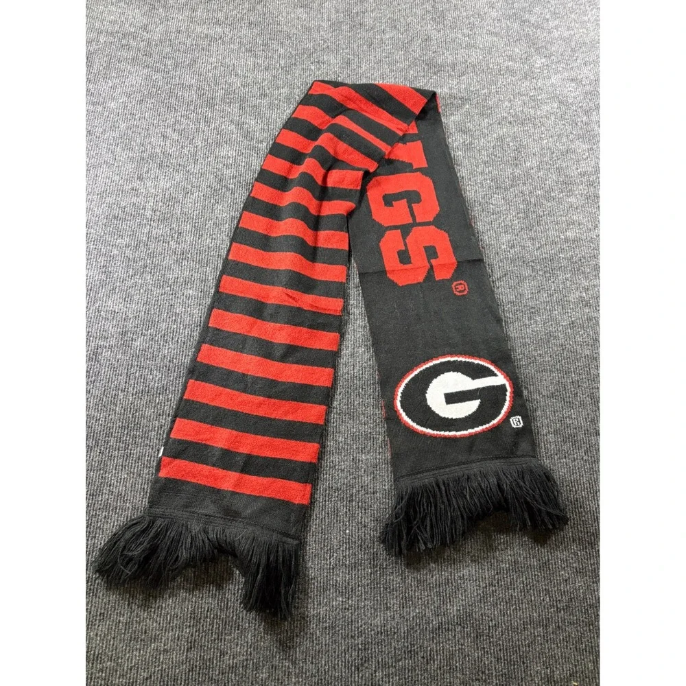 Georgia Bulldogs UGA Go Dawgs Modelo Knit Scarf Black Red Striped NCAA Football
